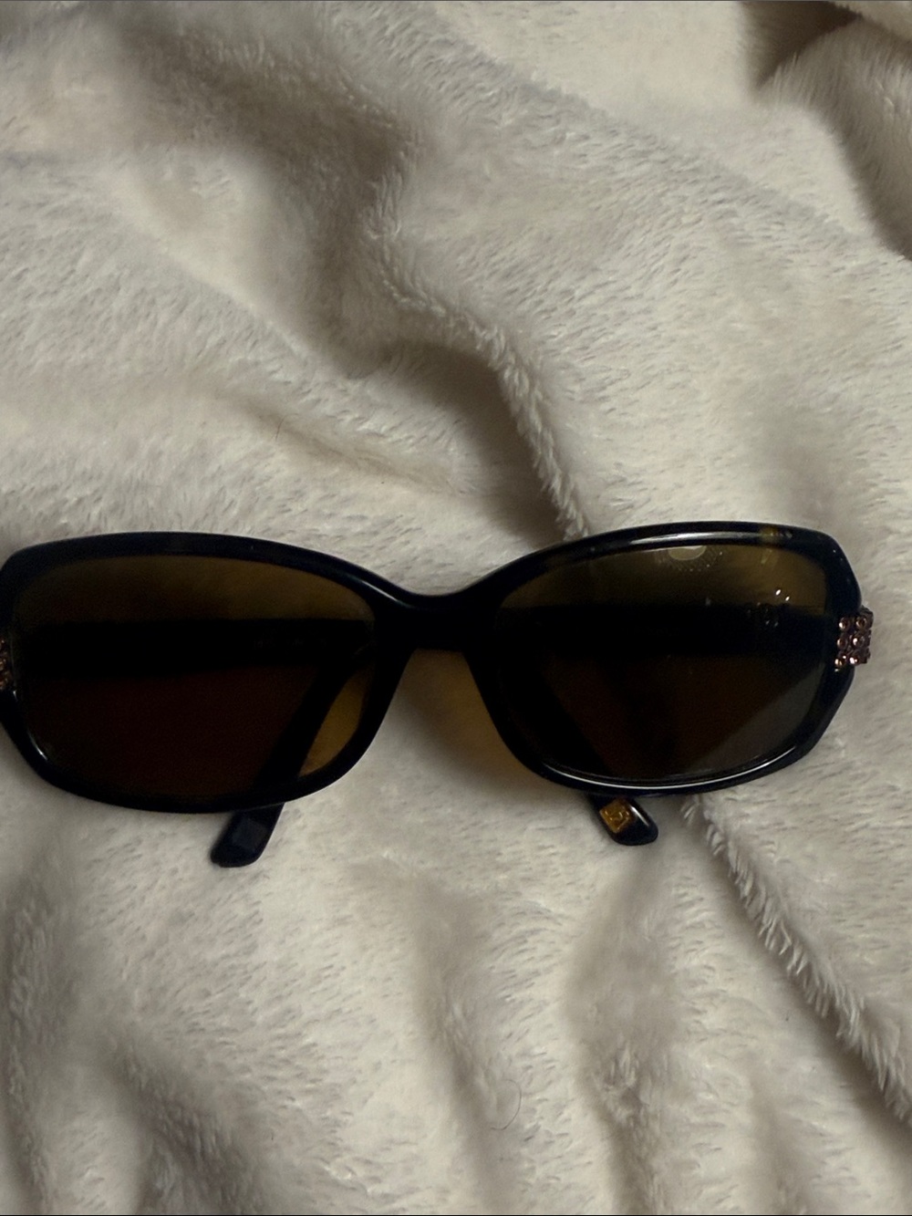 Saks Fifth Avenue Black Women's Rectangle Sunglasses with Gold Side Accent